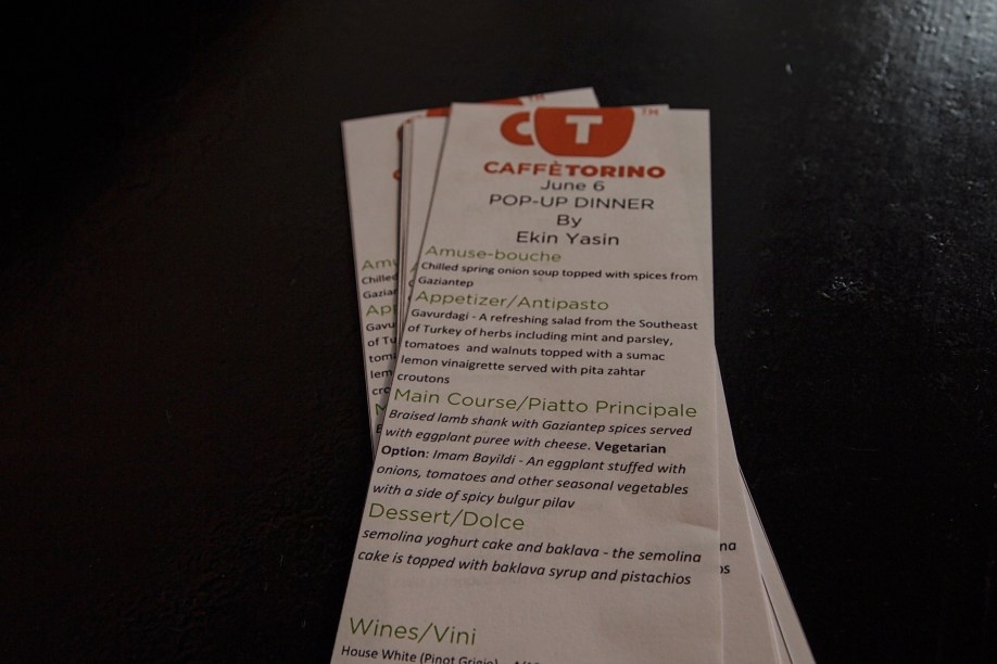 The menus for the evening!